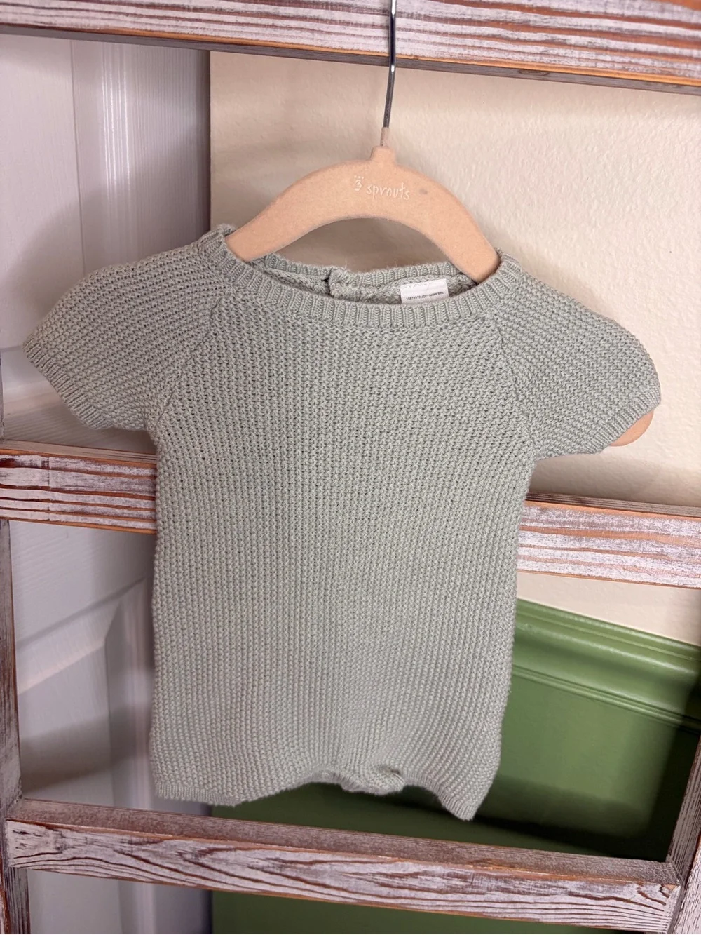 🥑 Carter’s Sage Green Knit Sweater Romper Newborn